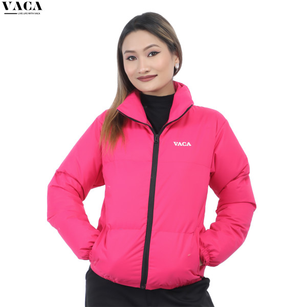 VACA Pink Lightweight Silicone Puffer Jacket For Women